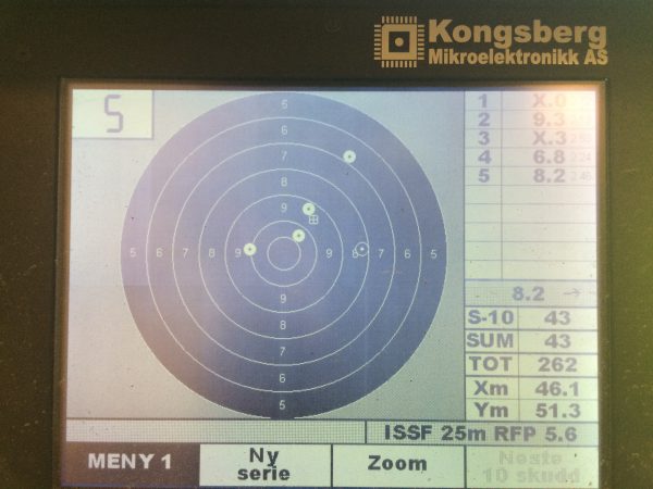 Skjøt 6 serier av 5 skudd med Duell. Endte på 261